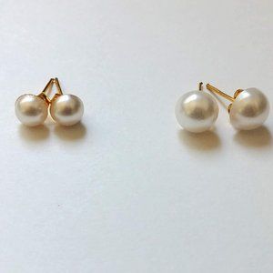 Ivory Half-Dome Stud Earrings-8mm-6mm